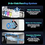 DSV A3+ Plus F1080 DTF Printer,One-Click to Print, Automatic Cleaning&White Circulation,5” LED Multi-Function Touch Screen,2X Speed Print Compared to L1800 (White, Printer+Oven+Laptop)
