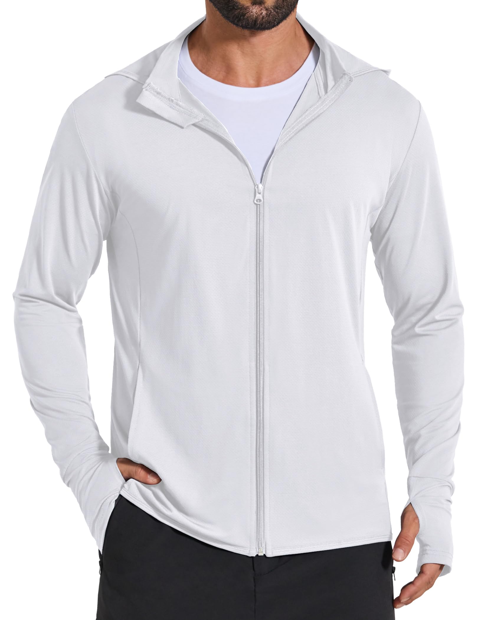 COOFANDY Men's UPF 50+ Sun Protection Lightweight Full Zip Hoodie Jacket Long Sleeve Fishing Hiking Performance Shirt