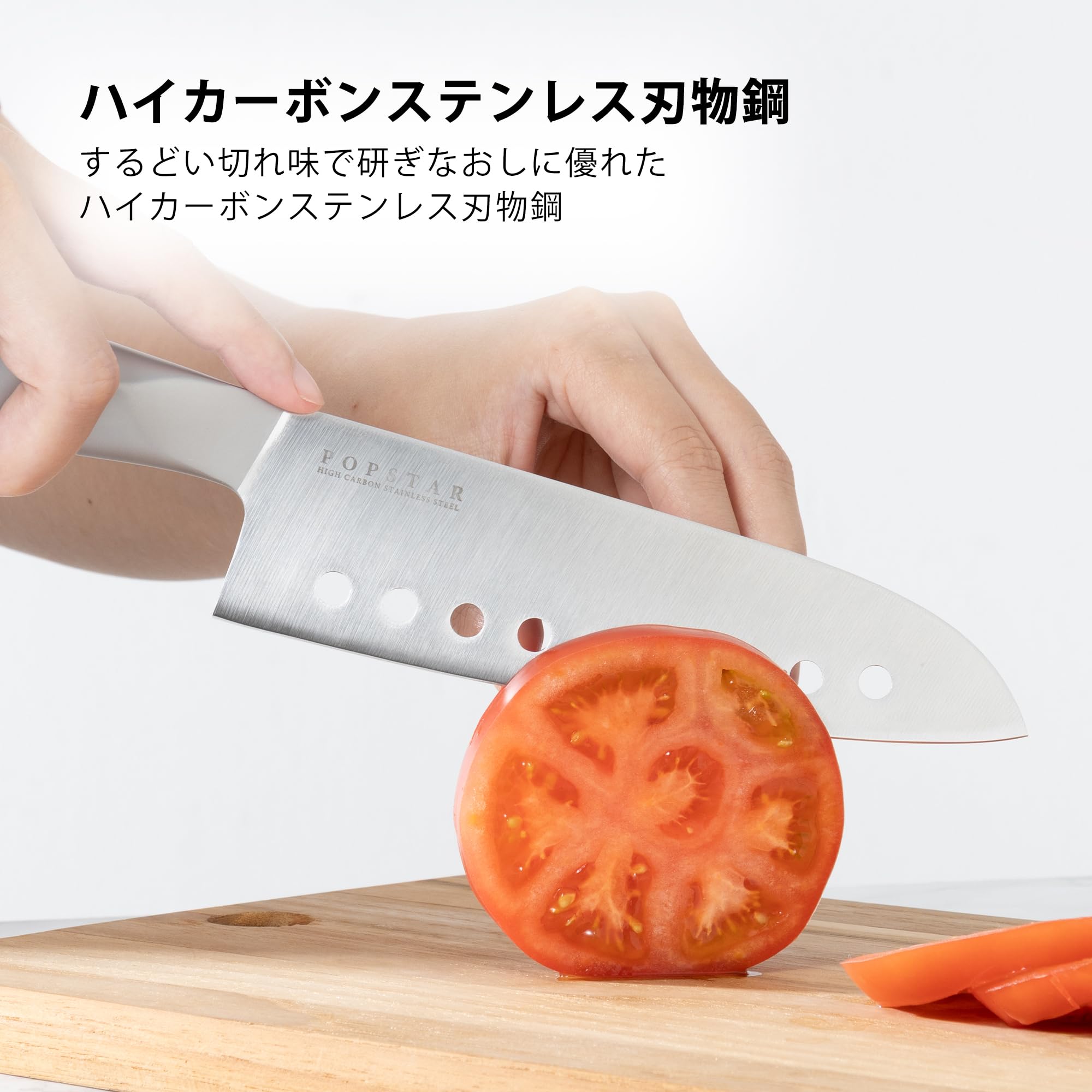 Amazon.co.jp: 貝印 KAI ハイカーボンステンレス 穴あき 三徳 包丁