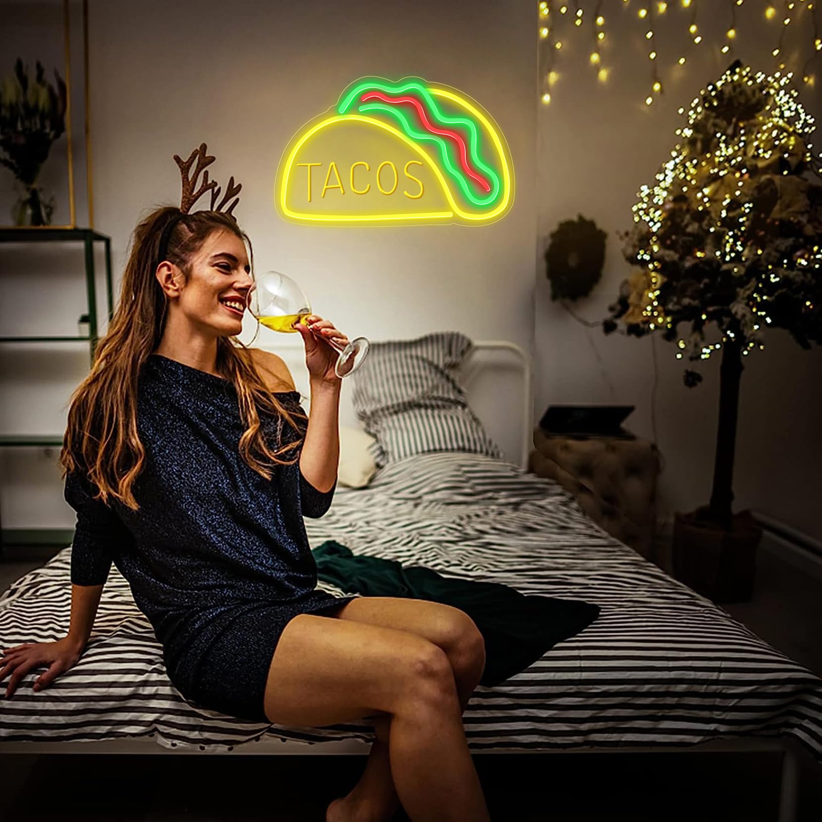 Tacos Restaurante LED Neón Cartel Luminoso Hogar Decoración Decoración Coffee Shop Bar Sorbete Decoración Regalo Personalizado Cartel de Bienvenida