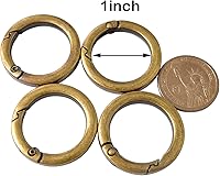 Vista 3 de 4 piezas de mosquetón redondo de metal de resorte, clip de ganchos de resorte, hebilla de llavero de resorte, anillo O plano para bolsos BBC40