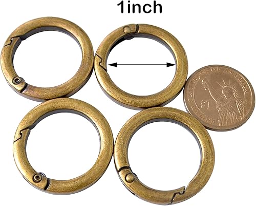 Miniatura 3 de 4 piezas de mosquetón redondo de metal de resorte, clip de ganchos de resorte, hebilla de llavero de resorte, anillo O plano para bolsos BBC40