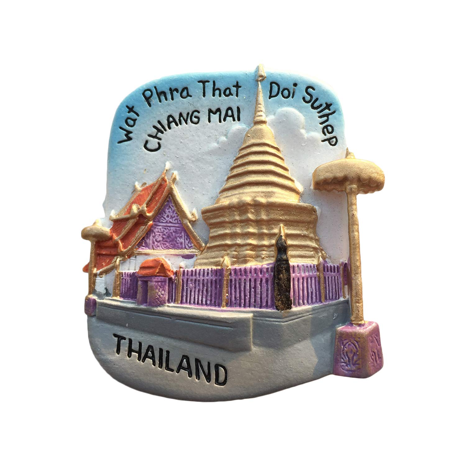 Wedarego Chiang Mai Thailand 3D Refrigerator Magnet Resin Travel Souvenirs,Handmade Home & Kitchen Decoration Thailand Fridge Magnet Collection Gift