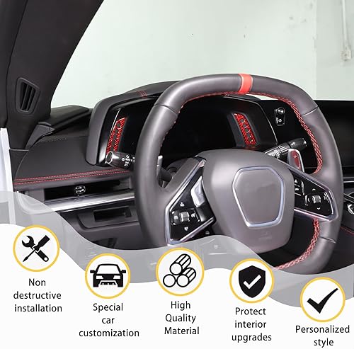 Miniatura 4 de CHEAYAR Adhesivo de fibra de carbono para tablero de instrumentos compatible con Chevrolet Corvette C8 Stingray 2020-2023, adhesivo para panel de