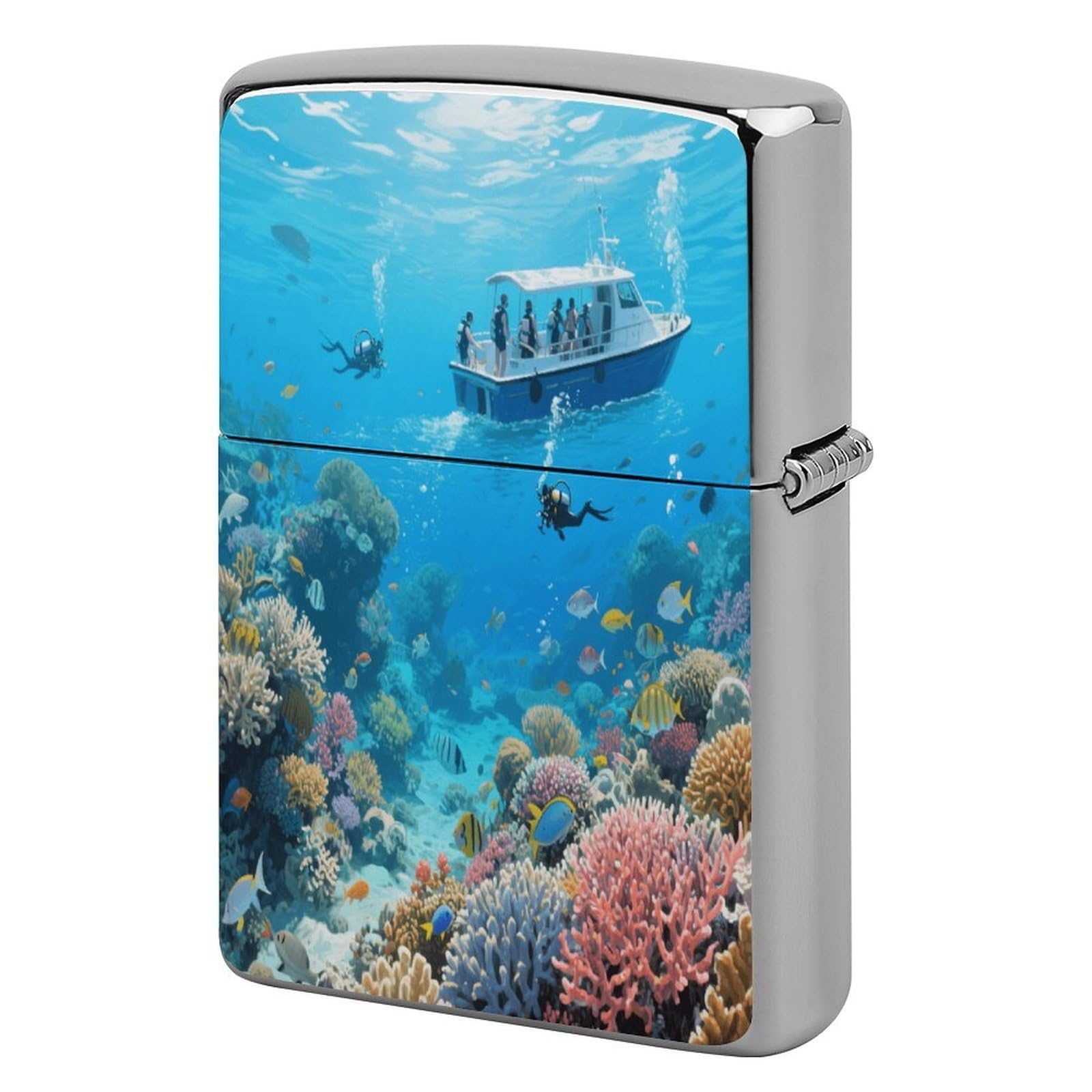 Fekiloot Style Great Barrier Reef Seascape Lighter Case Cover Metal Lighter Case