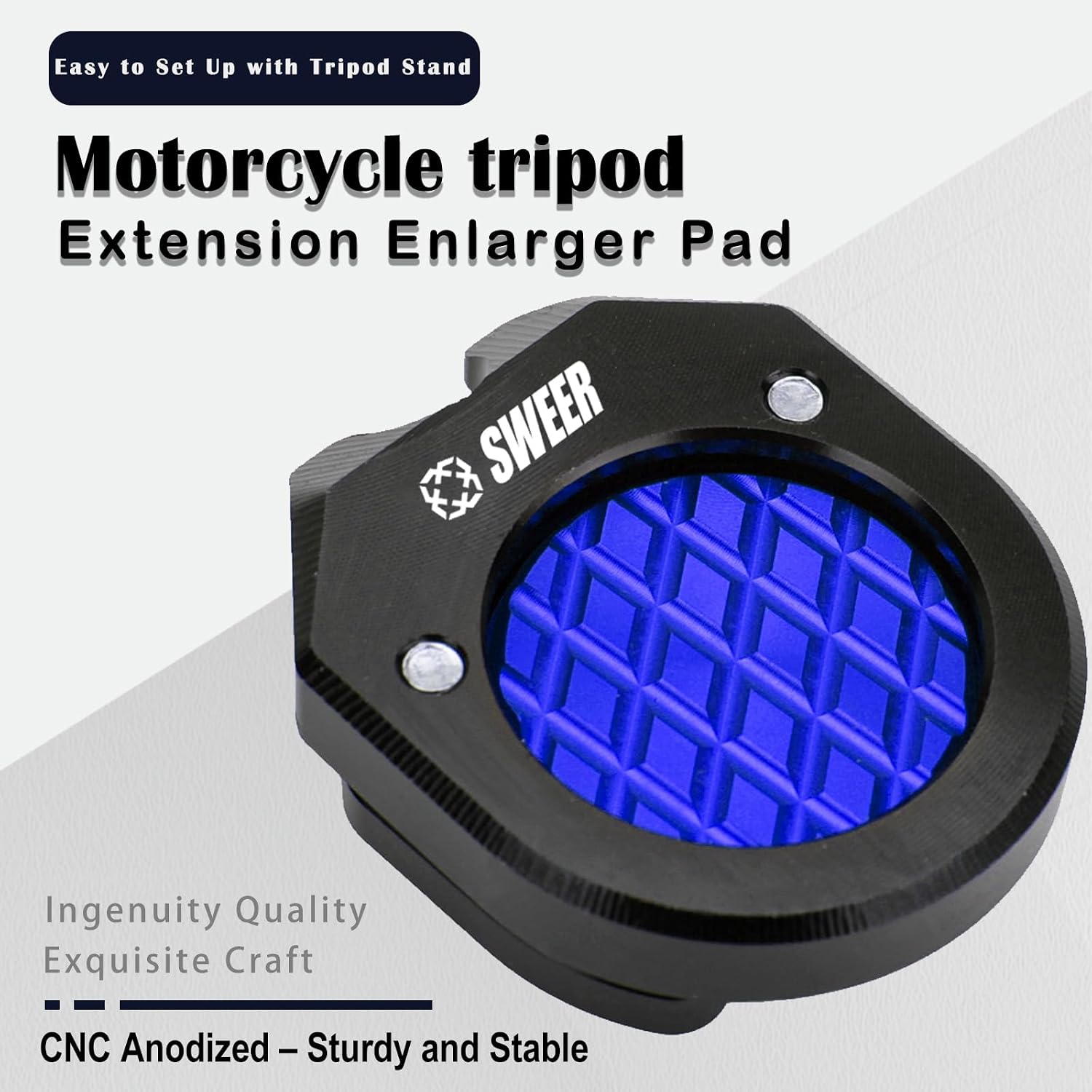 SWEER Motorcycle Tripod Stand Aluminum Alloy Pad Compatible With Yamaha Nmax125 155 Xmax250 300 400 Motorcycle Centre Mount Foot Stand Extension Enlarger Pad (Blue)