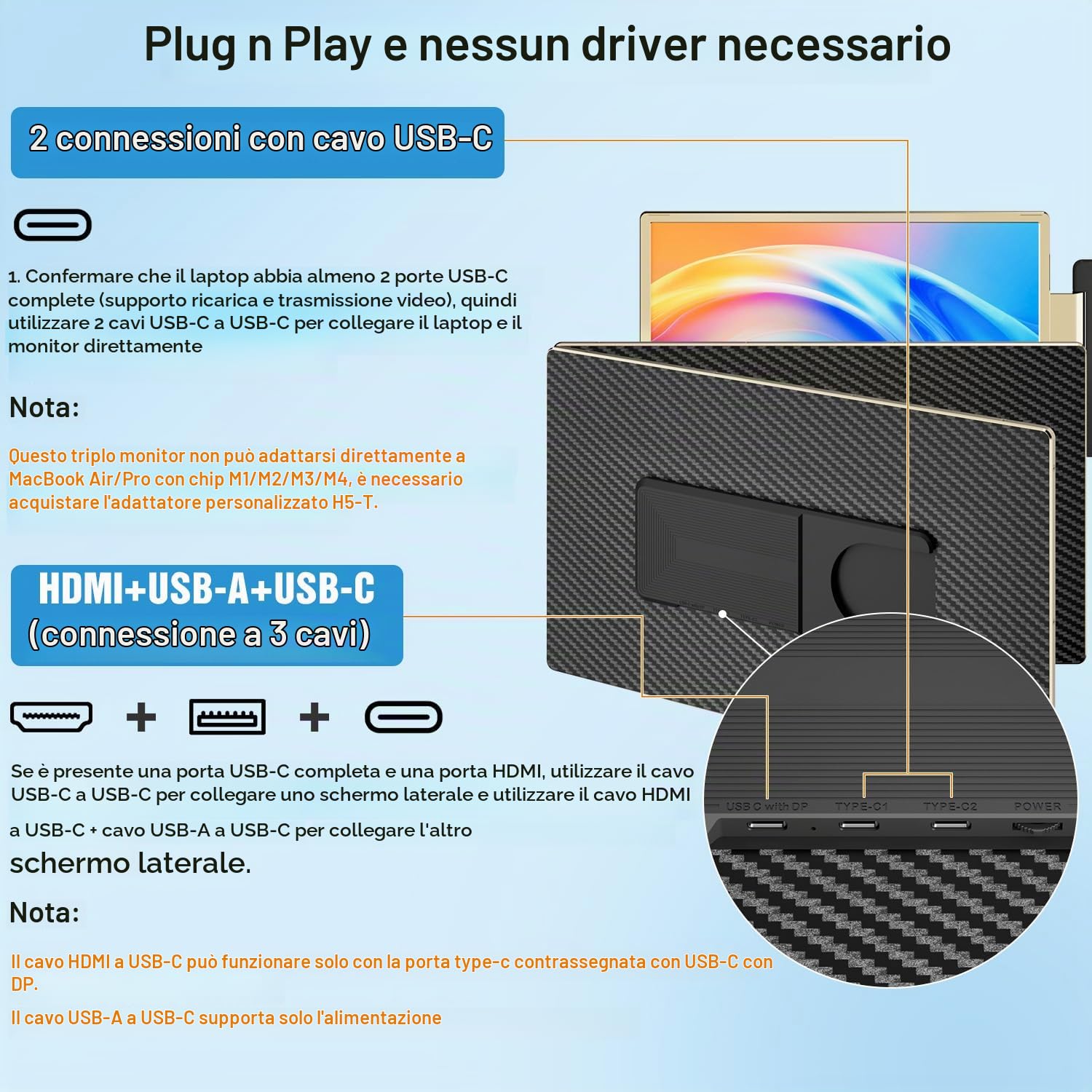 KEFEYA Monitor Portatile per Laptop, 15.6” Triplo Schermo PC Portatile, FHD 1080P Ultra-sottile Portable Monitor per 13-17.3” Laptops, Plug and Play Compatibile con Windows/Mac