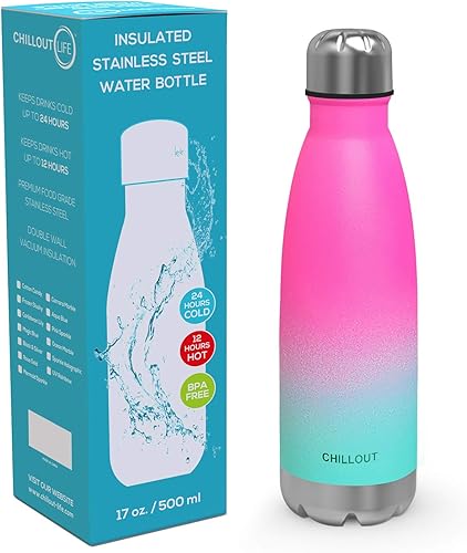 Miniatura 2 de CHILLOUT LIFE - Botella de agua infantil. de acero inoxidable para la escuela, con aislamiento de doble pared, en forma de botella de refresco,