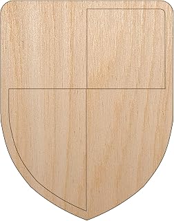 Shield Symbol of Protection Unfinished Wood Shape Piece Cutout for DIY Craft Projects - 1/4 Inch Thick - 6.25 Inch Size
