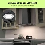 FIREGAS Wall Mount Range Hood 30 inch with 3 Speed Fan,black range hood with tempered glass,400CFM,Push Button Controls, LED Lighting, Permanent Filters in Stainless Steel,includes 2 Charcoal Filters