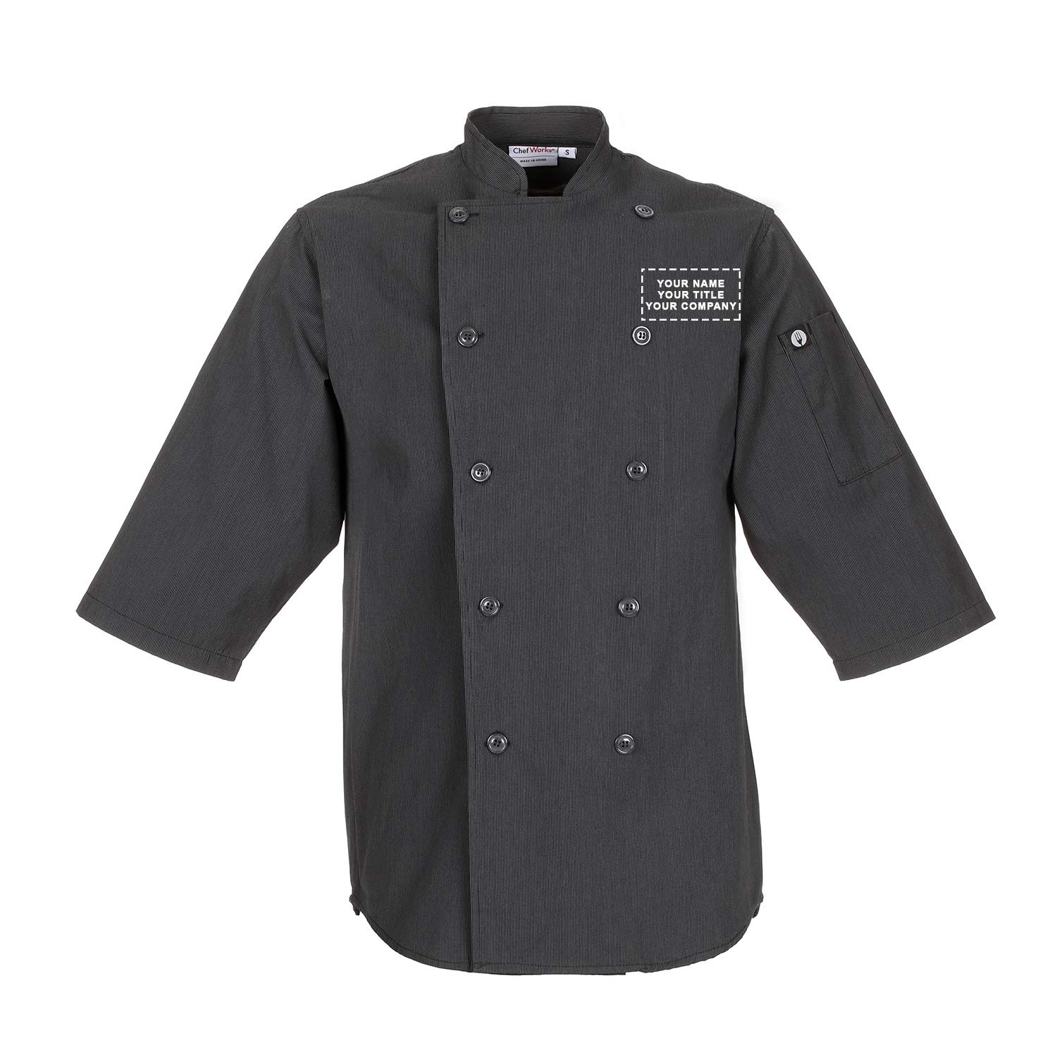 Chef Works Personalized Mens Brighton Chef Coat Dark Grey