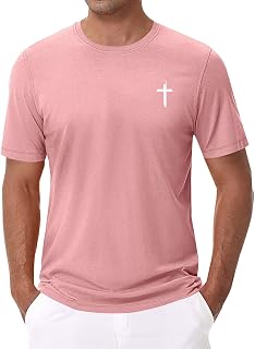 Christian T Shirts for Men Jesus Cross Graphic Tshirts Lightweight Crew Neck Short Sleeve T-Shirts Slim Muscle Tees