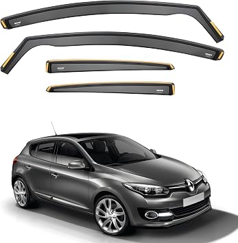 iSpeed Wind Deflectors for Renault Megane mk3 2008-2016 5 Door Hatchback 4pc - Keep Your Car Ventilated in Rain - Reduce Wind Turbulence - Tinted In-Channel Type