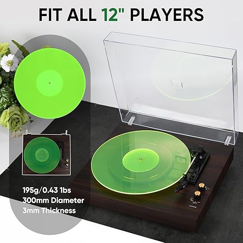 Miniatura 2 de Alfombrilla acrílica para tocadiscos para discos de vinilo 12 pulgadas, accesorios para tocadiscos antiestático, calidad de sonido mejorada, reduce