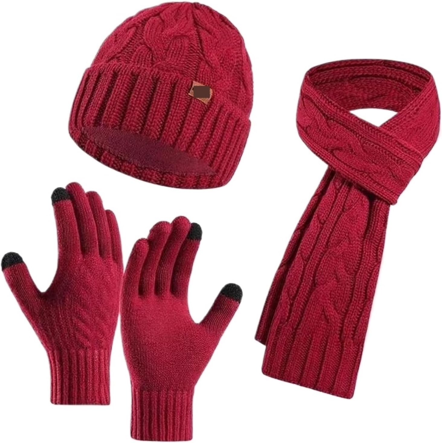 Winter Hat Scarf Gloves Winter Clothing Hats Gloves and Scarves Sets Warm and Comfortable for Cold Weather(Black)