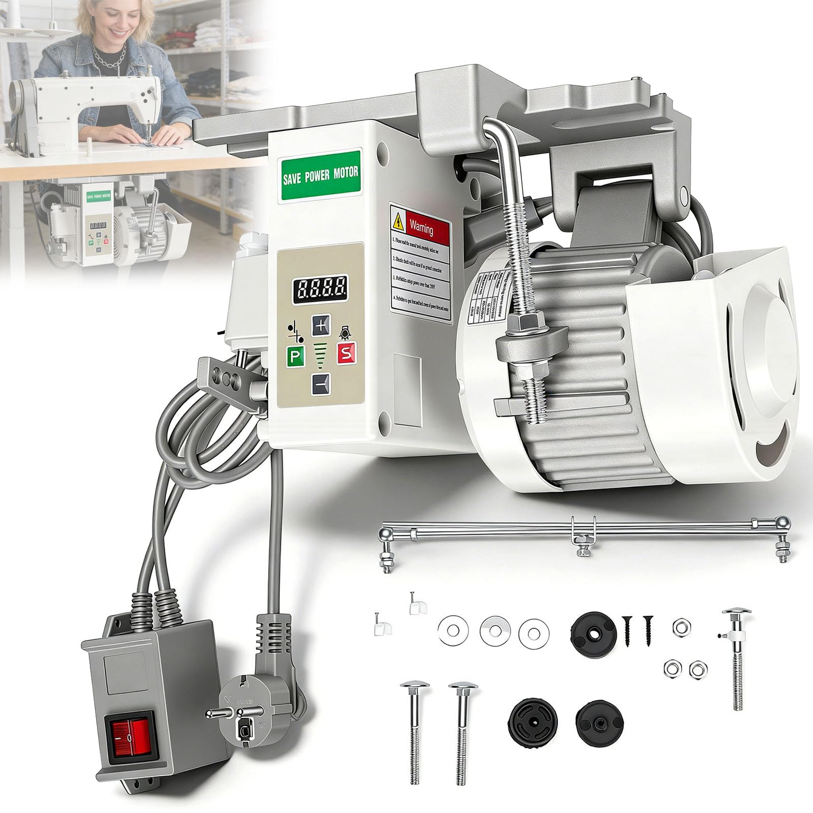 Motor Máquina Coser Eléctrica, 220V 750W Motor Máquina Coser 200-6500 Rpm Industrial Servomotor Ahorro Servomotor Sin Escobillas Coser Industrial Para Coser Industriales Domésticas