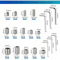 Vista 3 de Juego de 340 tornillos de cabeza hexagonal métrica M2.5, M3, M4, M5, M6, M8, tornillos de cabeza Allen, tornillo de cabeza Allen, juego de tornillos