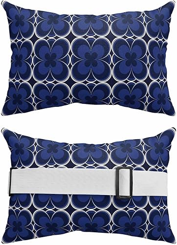 Miniatura 2 de Almohadas reclinables para la cabeza, color azul marino, para exteriores, impermeables, con rayas elásticas, color blanco, moderno, geométrico, arte