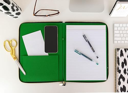 Miniatura 4 de Kate Spade New York Portafolio de cuero vegano, cartera con cremallera con bloc de escritura de 8.5 x 11 pulgadas, organizador de documentos para