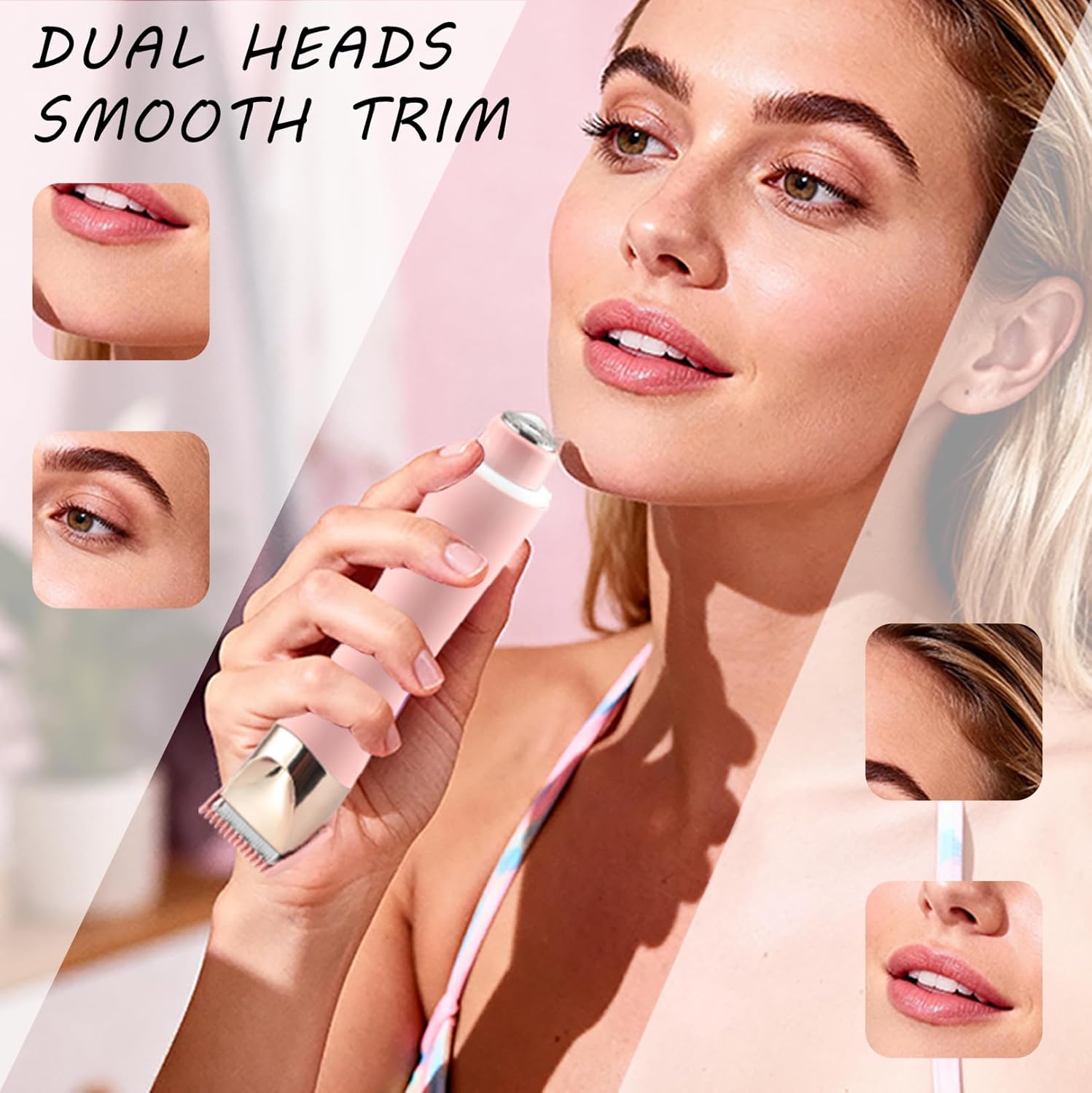 Dermave Bikini Shaver & Trimmer for Women, IPX7 Waterproof Electric Razor for Pubic Hair, Face, Legs, Underarms - Painless, Cordless, Portable with Pink Storage Bag