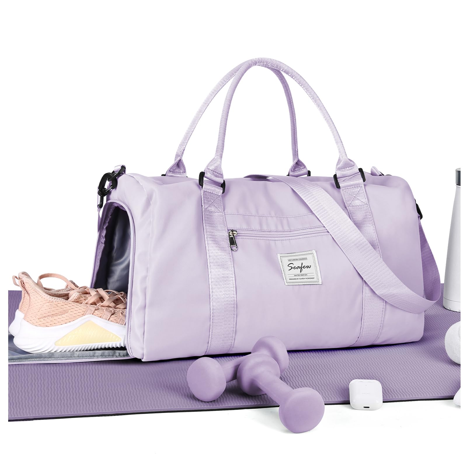 Gym Bag Womens Mens with Shoes Compartment and Wet Pocket Travel Duffel Bag for Women for Plane Sport Gym Tote Bags Swimming Yoga Waterproof Weekend Overnight Carry on Bag Hospital Holdalls