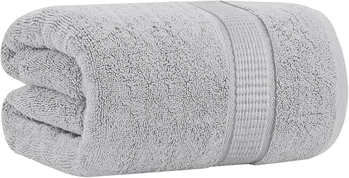 Oakias Toallas de baño de 600 GSM, 1 paquete de toallas de baño plateadas de 35 x 70 pulgadas, 100% algodón hilado en anillo, toallas de baño extra