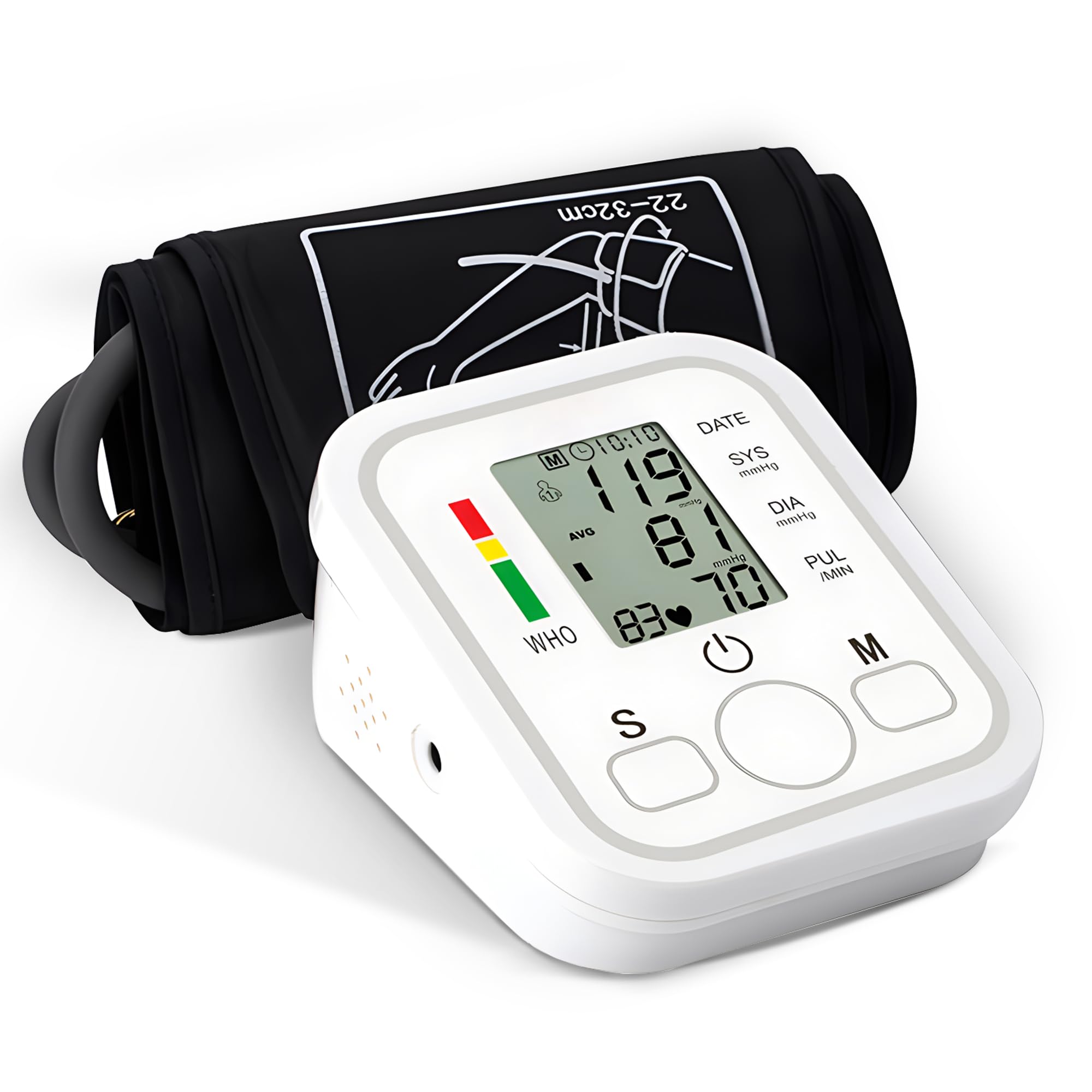 Misuratore Pressione da Braccio,Misuratore Pressione LCD Digitale Automatico di Pressione Sanguigna del Polso del Monitor di Battimento di Cuore Frequenza di Polso del Braccio Meter Pulsometro