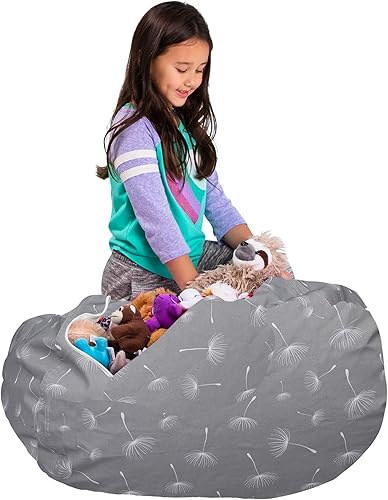 Miniatura 98 de Posh Stuffable - Sillón puff con almacenamiento para niños, contenedor de animales de peluche, organizador de juguetes de niños Lienzo Burbujas Azul