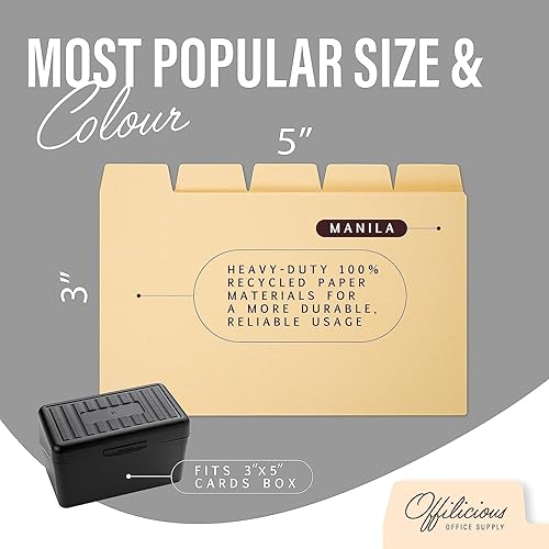Miniatura 5 de 25 divisores de caja de tarjetas de índice Manila de peso pesado, 3 x 5 con pestañas y 108 calcomanías, guías mensuales y de recetas, separadores de