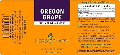 Miniatura 5 de Herb Pharm Extracto líquido de raíz de uva de Oregon - 4 onzas