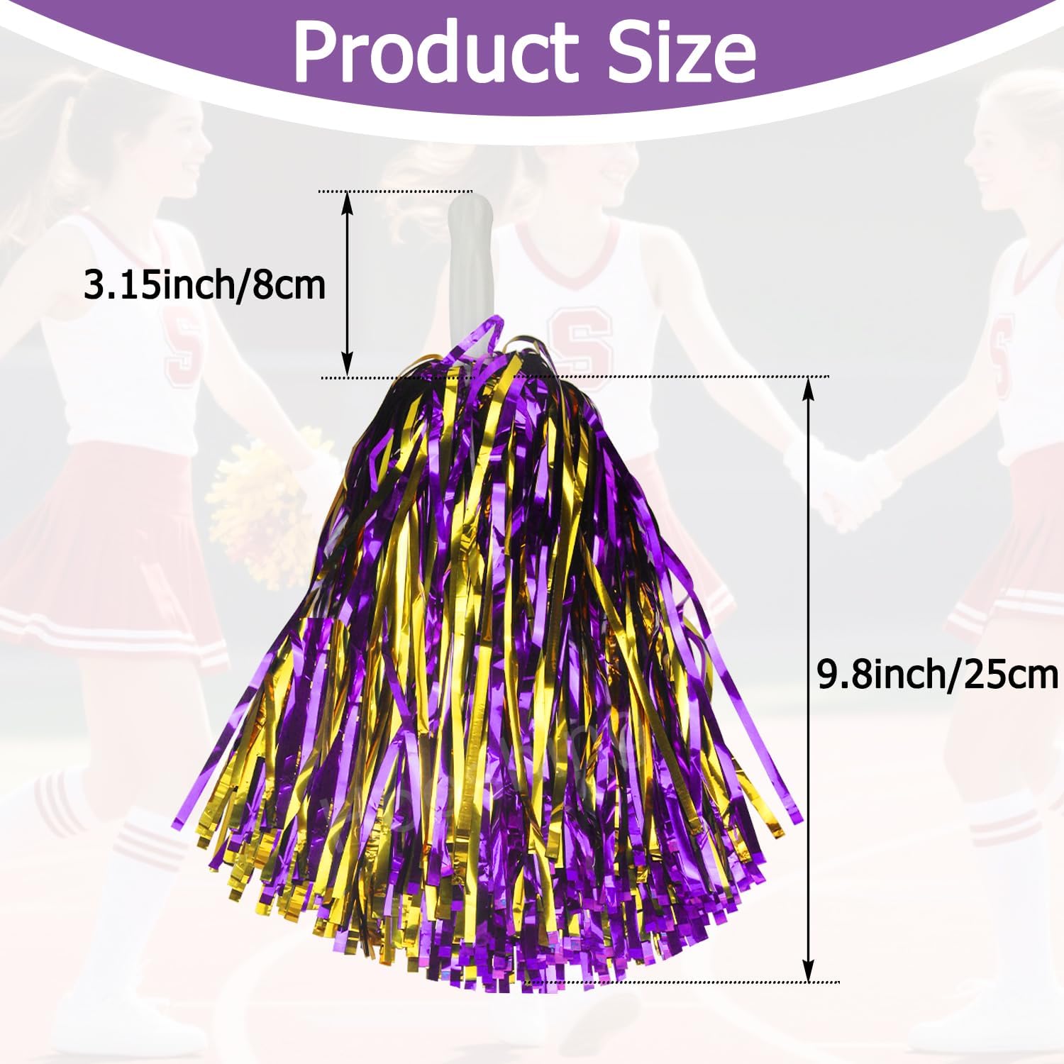 Hooshing 5PCS Pom Poms Cheerleading Shaker and Hair Ropes Wrist Ties with Poms for Cheerleader Girls Sports Spirits Rewards Cheer in Party Festival image 2