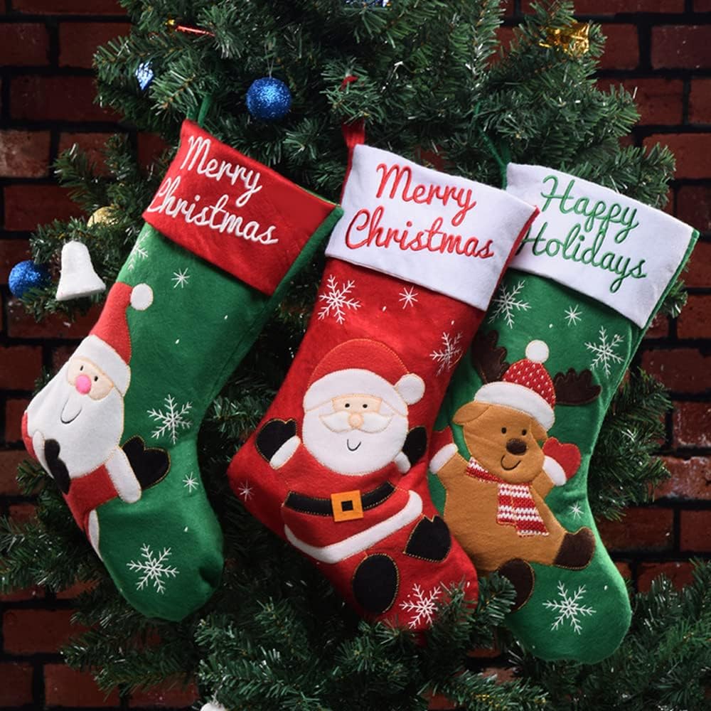 Seglorwy Christmas Stockings Set of 3, Large Christmas Stockings Personalized Xmas Stockings for Party Chirstmas Decoration