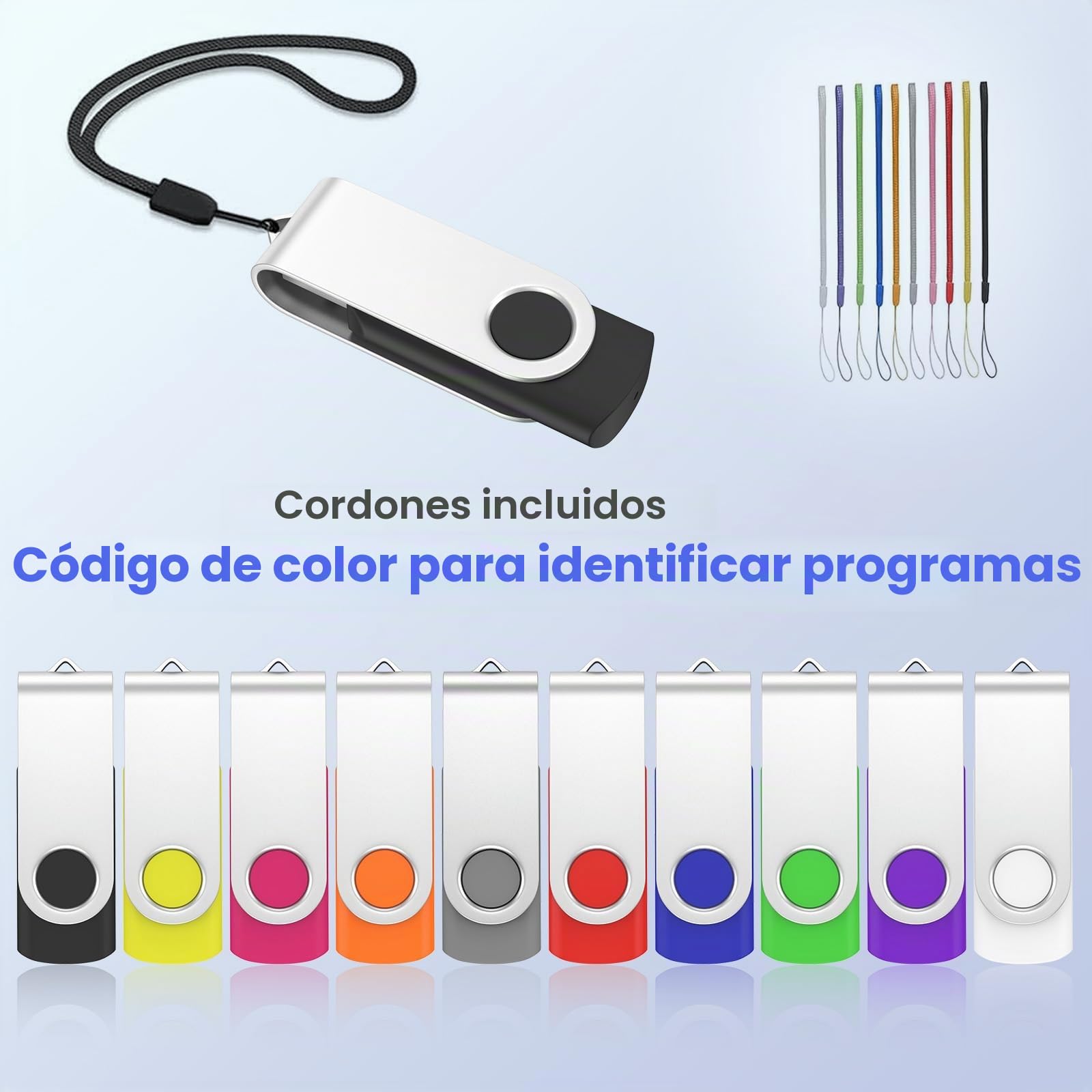 ABLAZE Pendrive 8GB 10 Piezas USB Giratoria con Indicador LED
