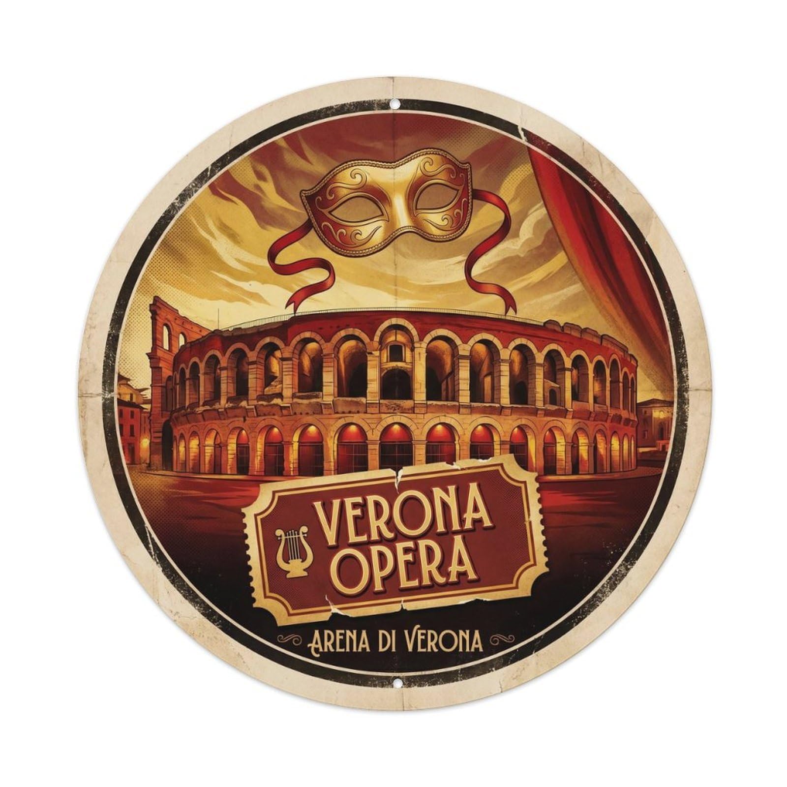 Roman Arena Opera Heritage City Verona Travel Retro Metal Tin Sign