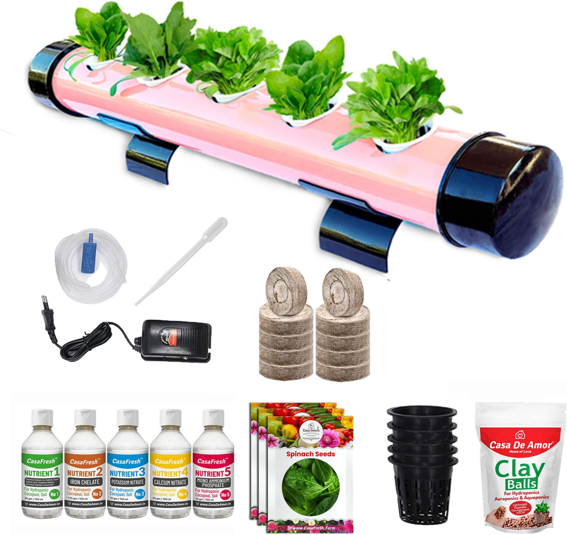 Hydroponics Kit for 5 Plants Home, Garden, Small Balconies, nutrients & All Essentials to Start Growing Plants Indoor & Outdoor hydroponic Gardening (Set of 1) (Candy)