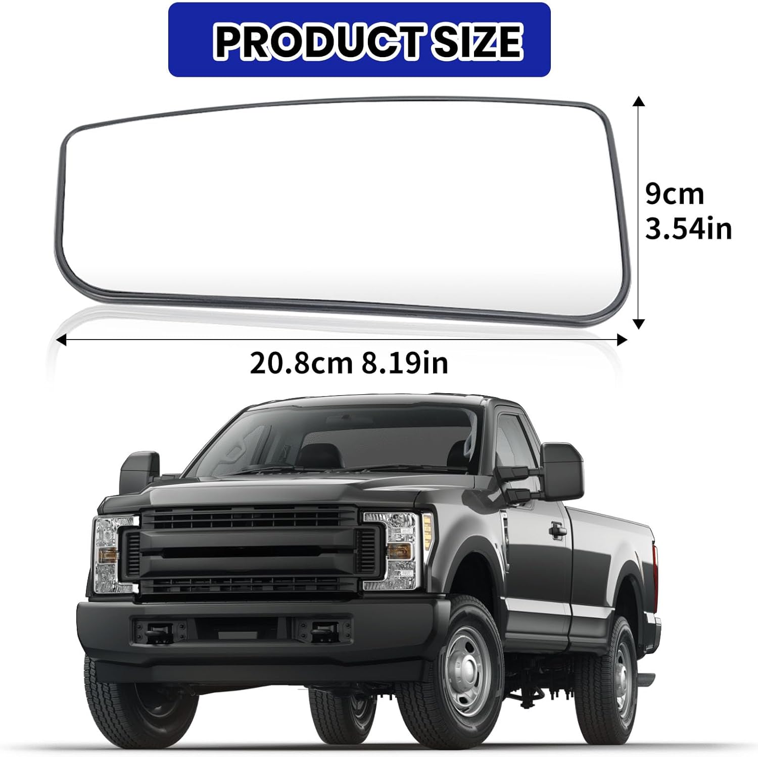 Left Driver Side Mirror Glass Replacement For 2015-2021 Ford F150 2017-2022 Ford F250 F350 F450 F550 Super Duty Truck, Lower Towing Mirror Glass with Power Heated FL3Z17K707V, FL317K707U