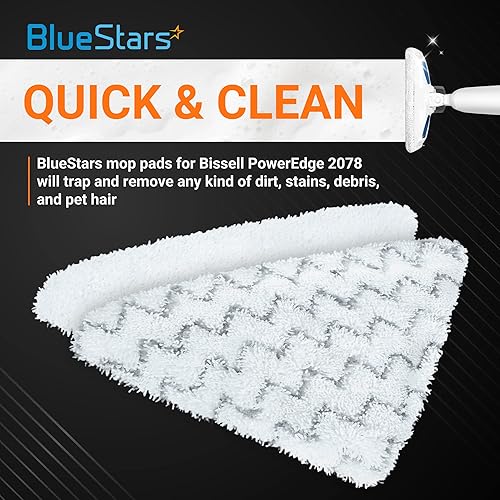 Miniatura 2 de BlueStars Paquete de 10 almohadillas de microfibra para trapeador de vapor compatibles con Bissell PowerEdge Lift-Off Steam Mop Cleaner Series 2078