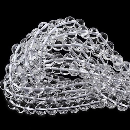 Miniatura 6 de 60 cuentas redondas sueltas de cuarzo blanco transparente natural de 0.236 pulgadas (0.236 in), piedra energética de cristal para fabricación de
