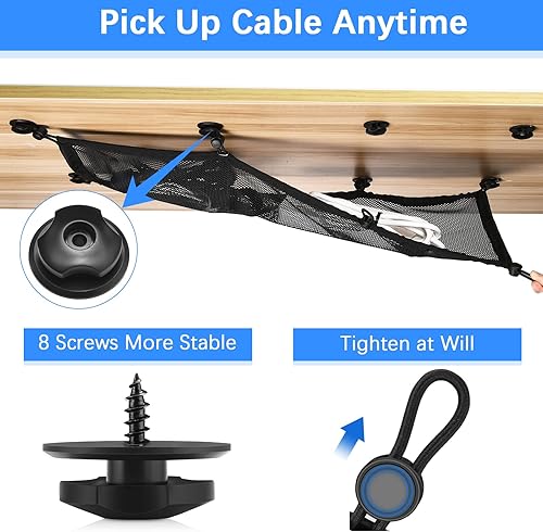 Miniatura 3 de ZZM Administrador de cables de malla de privacidad, red de alambre debajo del escritorio, 26 x 10 pulgadas, color negro