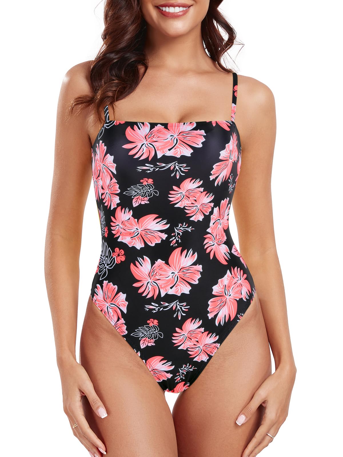 seea オレンジ系幾何学模様ワンピース水着 S seea オレンジ系幾何学