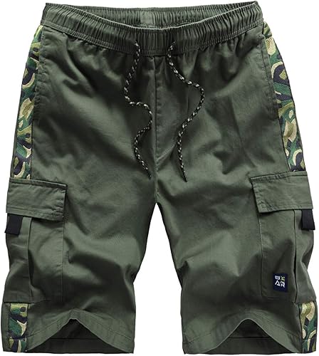 Vcansion Pantalones cortos tipo cargo de algodón para hombre, estilo casual, holgados, ligeros, con múltiples bolsillos