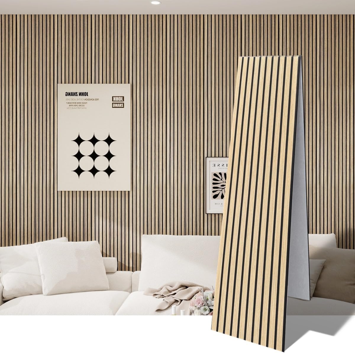 2 Packs 3D Wall Panels Peel and Stick | Wall Panels for Interior Wall Decor | Self Adhesive Sound Absorbing Planks | Acoustic Wood Slat Wall Panels | 94.48 * 11.80in | 0.4" Depth | Ebony