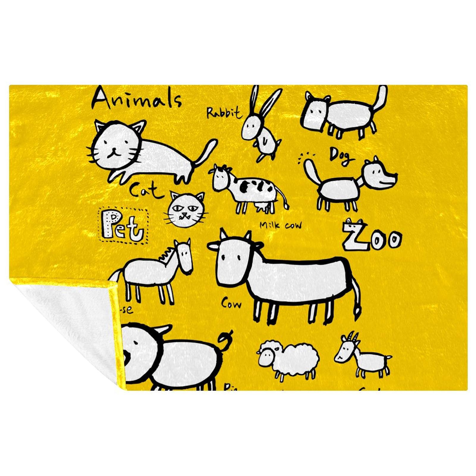 Couverture douce et chaude contre les frissons d'hiver grand plaid motif animal jaune
