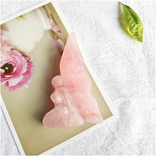 AMAZWI Cristal Natural en Bruto Piedras Preciosas Naturales artesanías de Cristal Reiki Piedras curativas Cuarzo Rosa Mariposa Ángel for decoración del hogar (Color : Rose Crystal, Size : 70-80mm)