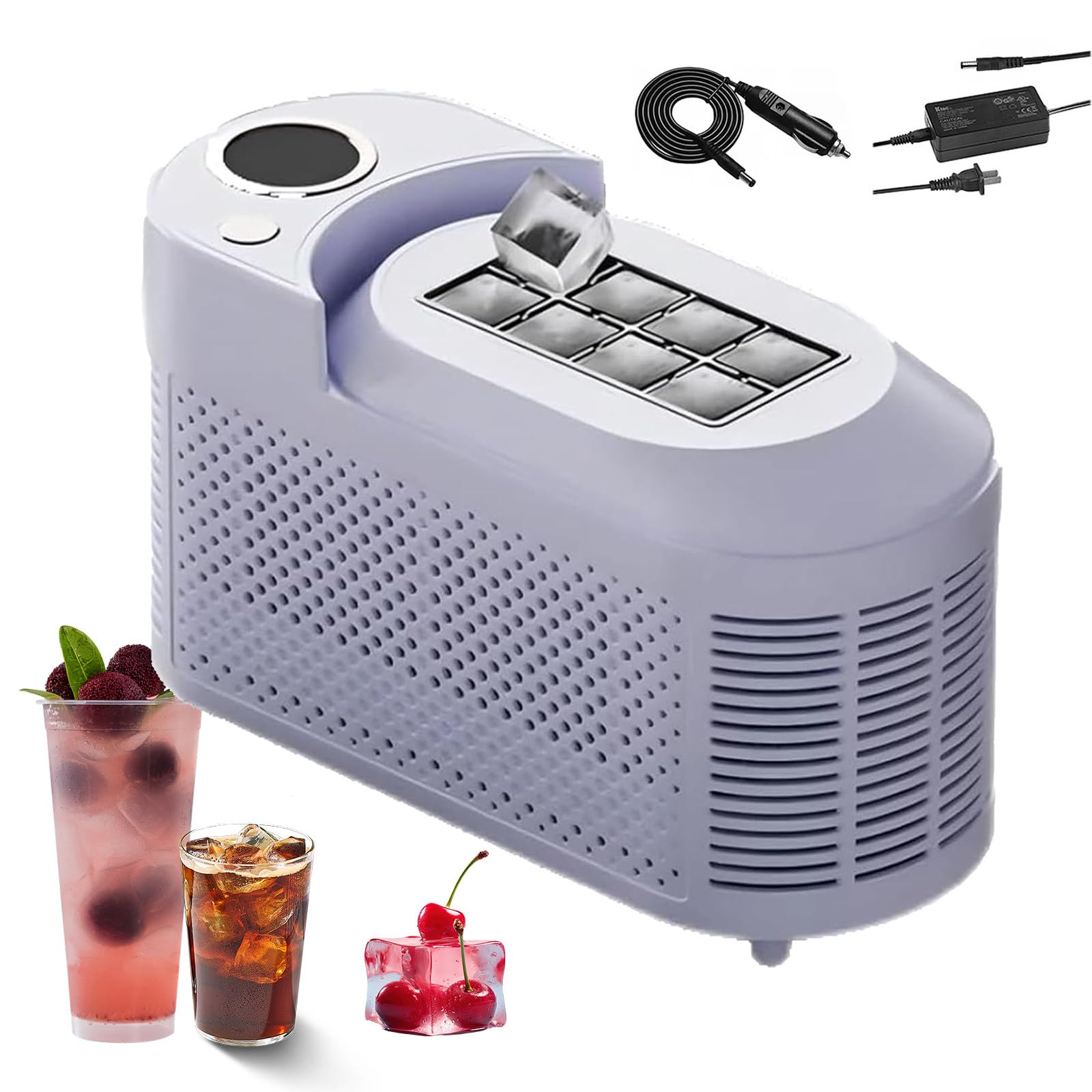 Mini máquina para hacer hielo para uso doméstico. Prepara cubitos en 10 minutos. Dos modos de fabricación de hielo. Dispensador de hielo eléctrico para casa, cocina, oficina o fiesta,Purple