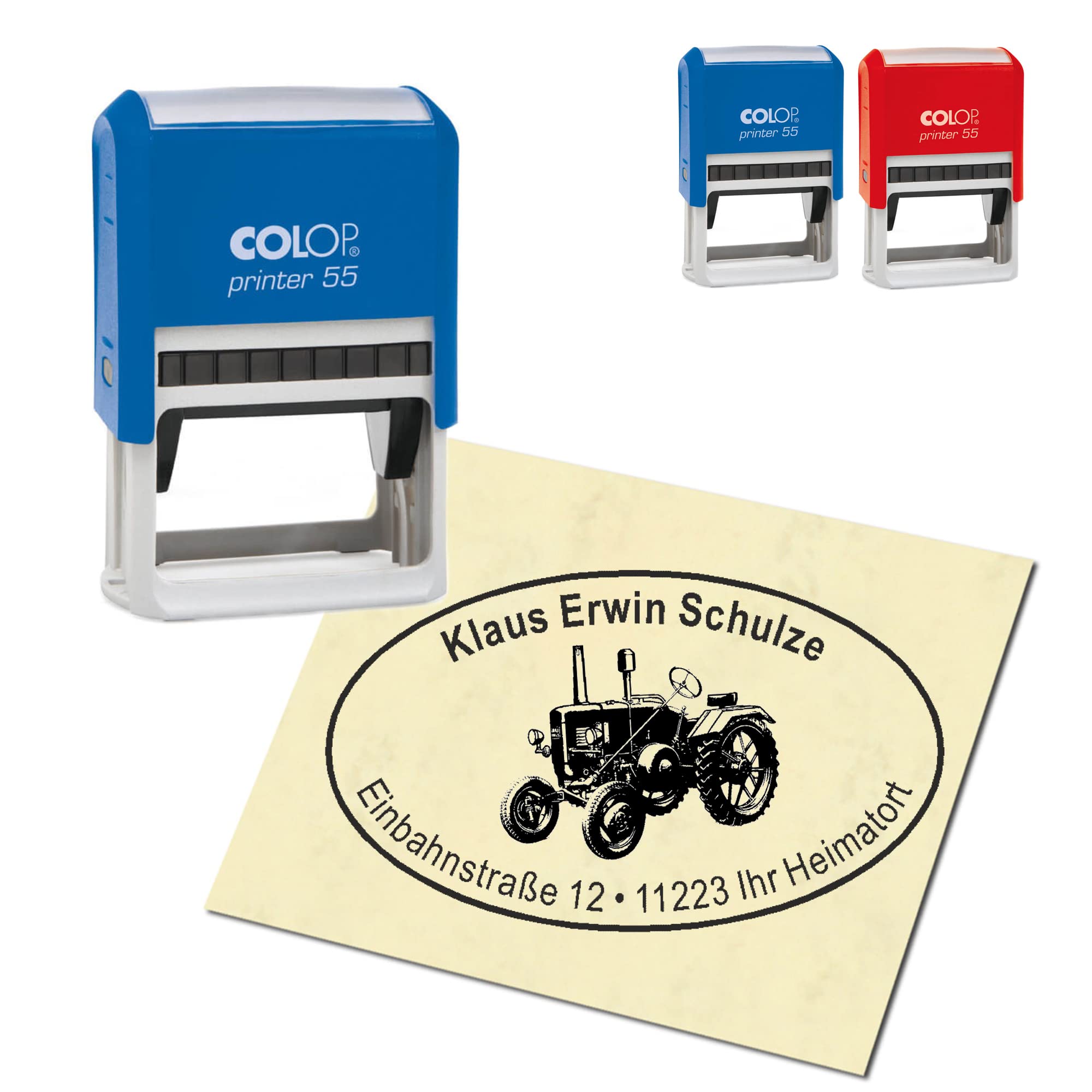 Buy Address Stamp Personalised Stamp Old Tractor Oval 59 x 39 mm Automatic Stamp as Company