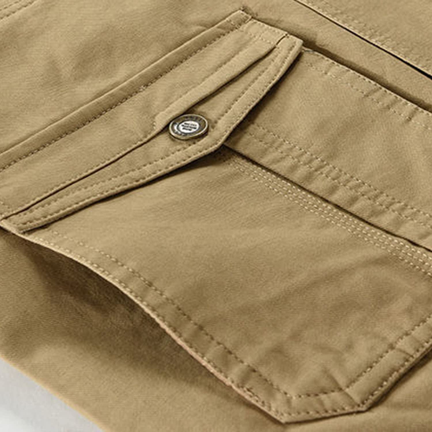 Hombres Chaleco De Algodón Casual Multi-Bolsillo Gilet Pesca Al Aire Libre Fotografía Chaleco Primavera Y Otoño Sin Mangas De Pie Chaqueta De Cuello