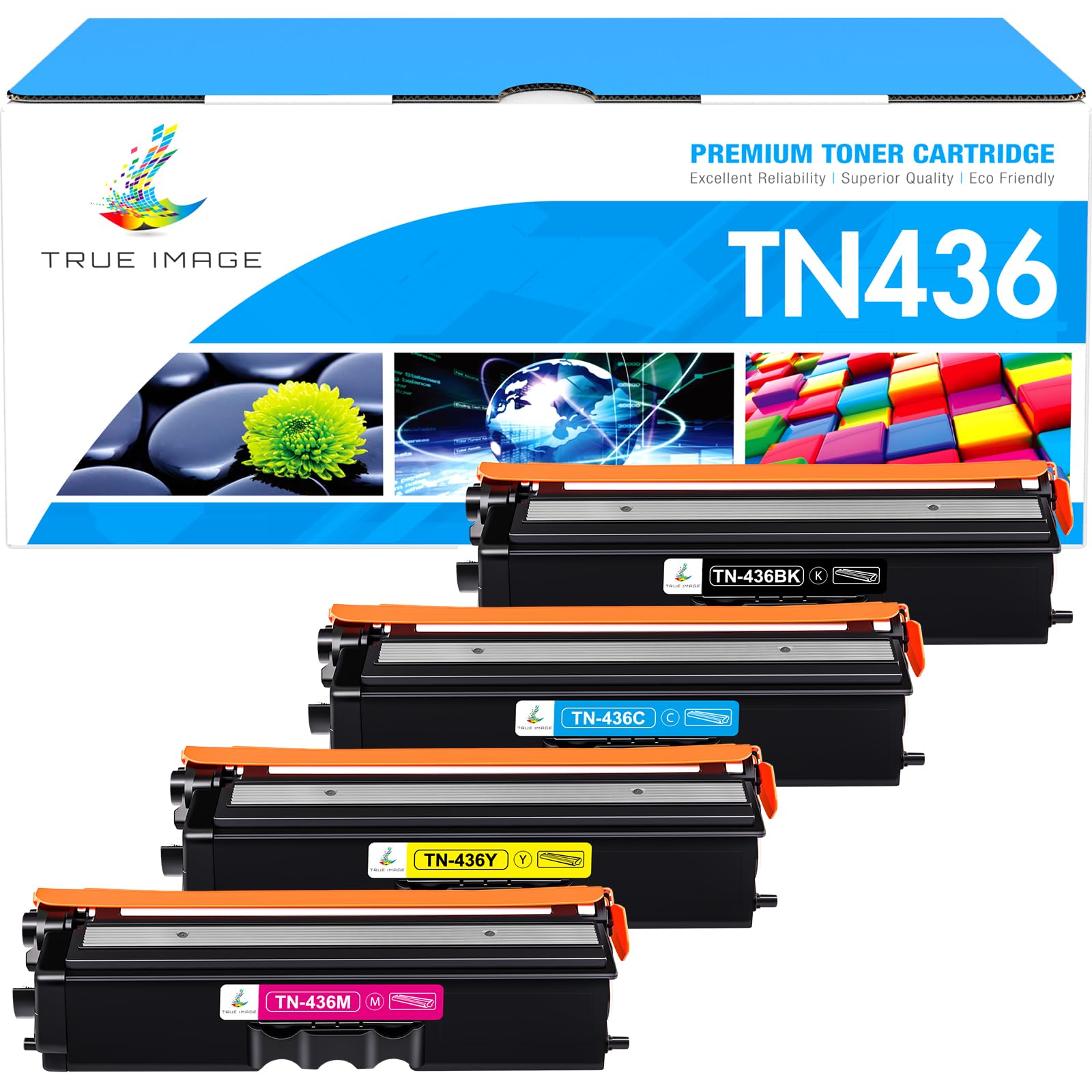 TRUE IMAGE TN436 TN-436 Toner Cartridge 4-Pack: Compatible for TN436 TN 436 TN-436 Toner Cartridge HL-L8360CDW HL-L8360CDWT HL-L9310CDW MFC-L8900CDW