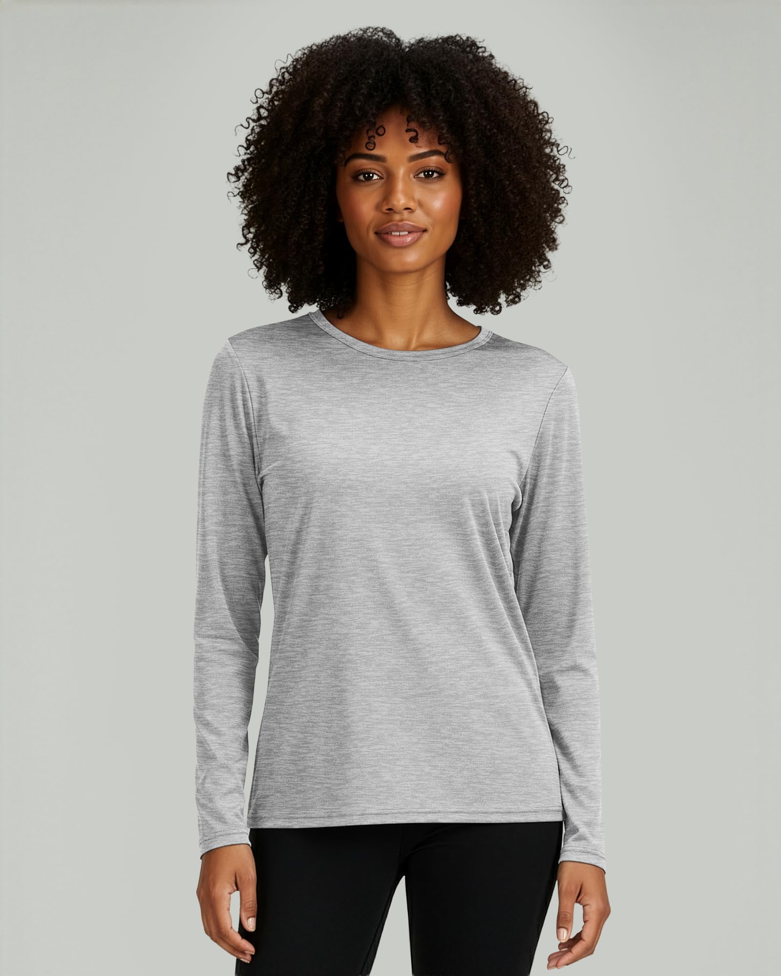 Real Essentials 4 Pack: Dry-Fit Tech Stretch Long-Sleeve Athletic Workout T-Shirt für Damen (erhältlich in Übergröße)