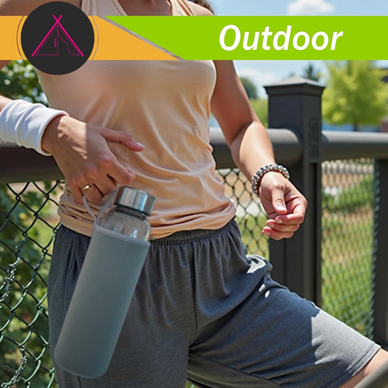 Clear Water Bottle 16 oz BPA Free Glass Drinking Bottle for Juice with Stainless Steel Lid and Neoprene Sleeve (16 ounce, Scattered Flowers) - Image 5